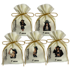 Saquinho personalizado tema Ana Castela Black Gold