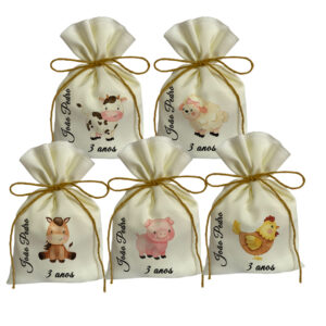 Saquinho personalizado tema Animais Fazendinha