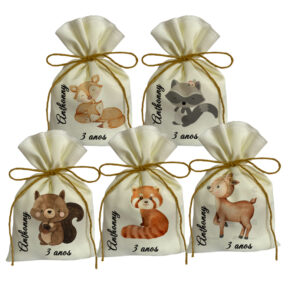 Saquinho personalizado tema Animais do Bosque