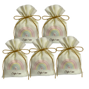 Saquinho personalizado tema Arco iris Rosa