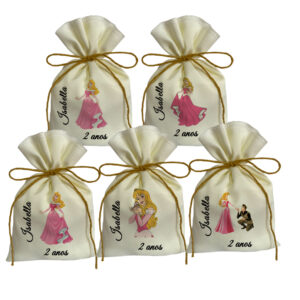 Saquinho personalizado tema Aurora Bela Adormecida Rosa