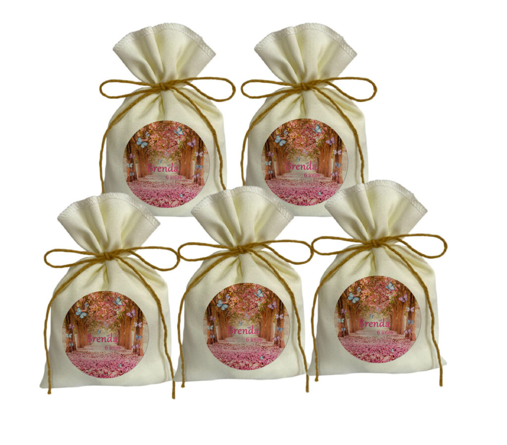 Kit 20 Saquinhos Personalizados Tema Borboletas Lembrancinhas Festa